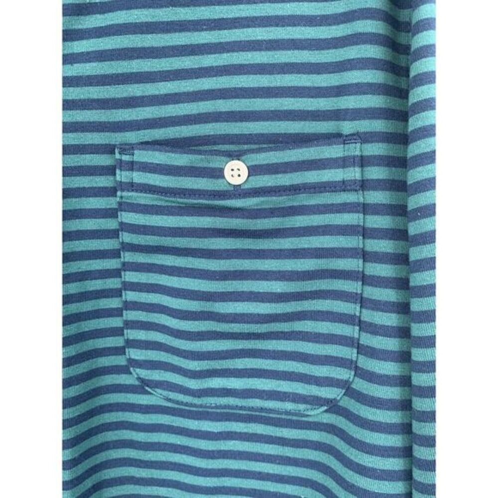 Free Assembly Navy & Green Horizontal Stripes Mens Long Sleeve Shirt Size Medium - Picture 5 of 9